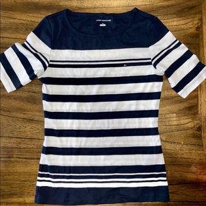 Tommy Hilfiger Striped Navy & White Short Sleeve